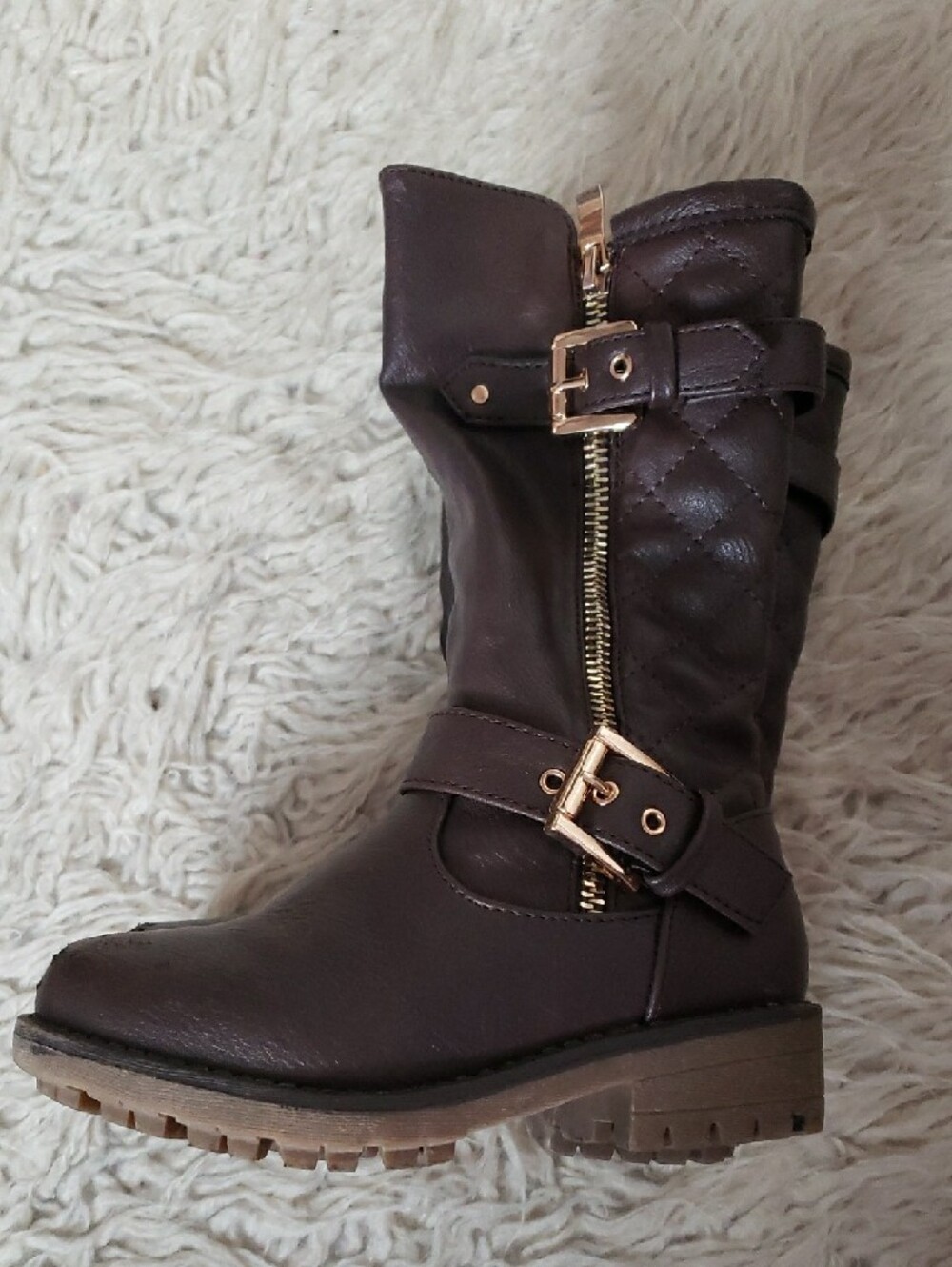 Dream Pairs Kids Brown Faux Fur Lined Boots